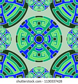Semless background. Abstract color ethnic background with folk motifs for print or paper. Seamless color background with ethnic motifs for your design. Vector texture.