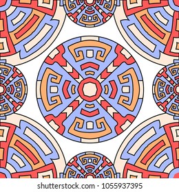 Semless background. Abstract colorful background with north american motifs for banner or print. Seamless color background with ethnic motifs for your design. Vector texture.