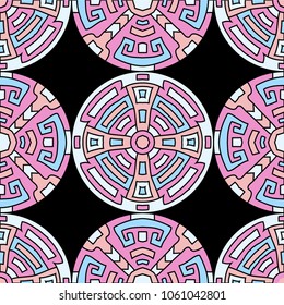 Semless background. Abstract colorful background with north american motifs for banner or print. Seamless color background with ethnic motifs for your design. Vector texture.