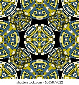 Semless background. Abstract colorful background with north american motifs for banner or print. Seamless color background with ethnic motifs for your design. Vector texture.