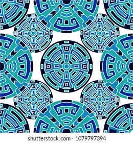Semless background. Abstract colorful background with north american motifs for banner or print. Seamless color background with ethnic motifs for your design. Vector texture.