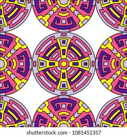 Semless background. Abstract colorful background with north american motifs for print or paper. Seamless color background with ethnic motifs for your design. Vector texture.