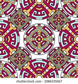 Semless background. Abstract colorful background with north american motifs for cover or textile. Seamless color background with ethnic motifs for your design. Vector texture.