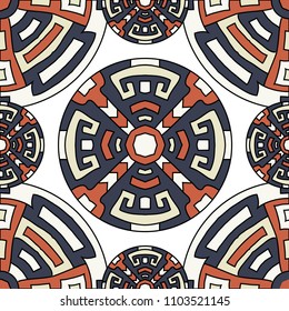 Semless background. Abstract colorful background with north american motifs for banner or print. Seamless color background with ethnic motifs for your design. Vector texture.
