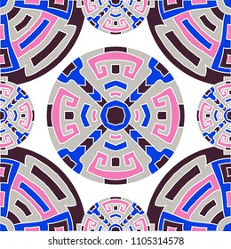 Semless background. Abstract colorful background with north american motifs for banner or print. Seamless color background with ethnic motifs for your design. Vector texture.