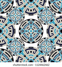 Semless background. Abstract colorful background with north american motifs for print or paper. Seamless color background with ethnic motifs for your design. Vector texture.