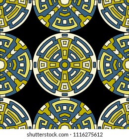 Semless background. Indian color ethnic background with folk motifs for print or paper. Seamless color background with ethnic motifs for your design. Vector texture.
