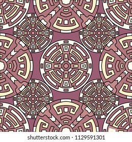 Semless background. Indian color ethnic background with folk motifs for banner or print. Seamless color background with ethnic motifs for your design. Vector texture.