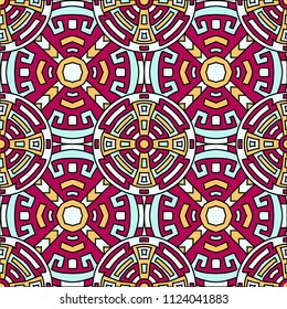 Semless background. Indian colorful background with north american motifs for banner or print. Seamless color background with ethnic motifs for your design. Vector texture.