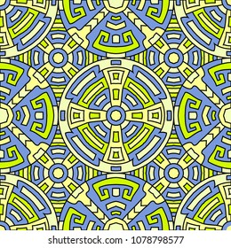 Semless background. Trendy color ethnic background with folk motifs for cover or textile. Seamless color background with ethnic motifs for your design. Vector texture.