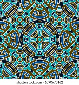 Semless background. Trendy color ethnic background with folk motifs for banner or print. Seamless color background with ethnic motifs for your design. Vector texture.