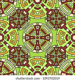 Semless background. Trendy color ethnic background with folk motifs for print or paper. Seamless color background with ethnic motifs for your design. Vector texture.