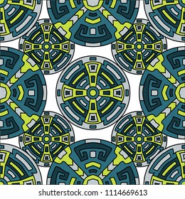 Semless background. Trendy color ethnic background with folk motifs for banner or print. Seamless color background with ethnic motifs for your design. Vector texture.