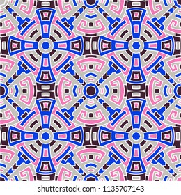 Semless background. Trendy color ethnic background with folk motifs for banner or print. Seamless color background with ethnic motifs for your design. Vector texture.