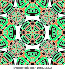 Semless background. Trendy colorful background with north american motifs for cover or textile. Seamless color background with ethnic motifs for your design. Vector texture.