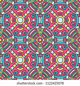 Semless background. Trendy colorful background with north american motifs for print or paper. Seamless color background with ethnic motifs for your design. Vector texture.