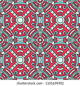Semless background. Vintage colorful background with north american motifs for cover or textile. Seamless color background with ethnic motifs for your design. Vector texture.