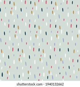 Semless hand drawn pattern with colorful dots. Abstract childish texture for fabric, textile, apparel. Vector illustration