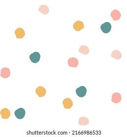 Semless hand drawn pattern with colorful dots. Abstract childish texture for fabric, textile, apparel. Vector illustration