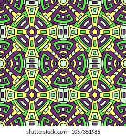 Semless pattern. Abstract color ethnic background with folk motifs for cover or textile. Seamless color background with ethnic motifs for your design. Vector texture.