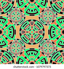 Semless pattern. Abstract color ethnic background with folk motifs for banner or print. Seamless color background with ethnic motifs for your design. Vector texture.