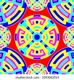 Semless pattern. Abstract color ethnic background with folk motifs for print or paper. Seamless color background with ethnic motifs for your design. Vector texture.