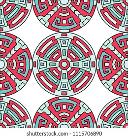 Semless pattern. Abstract color ethnic background with folk motifs for cover or textile. Seamless color background with ethnic motifs for your design. Vector texture.