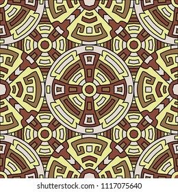 Semless pattern. Abstract color ethnic background with folk motifs for print or paper. Seamless color background with ethnic motifs for your design. Vector texture.