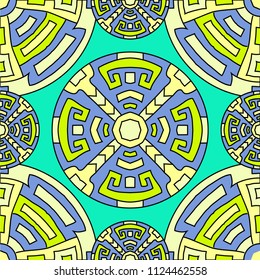 Semless pattern. Abstract color ethnic background with folk motifs for banner or print. Seamless color background with ethnic motifs for your design. Vector texture.