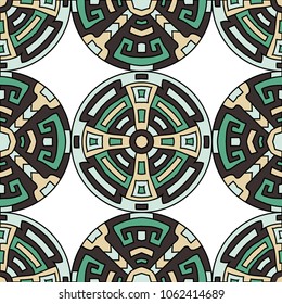 Semless pattern. Abstract colorful background with north american motifs for banner or print. Seamless color background with ethnic motifs for your design. Vector texture.
