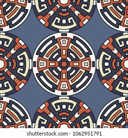 Semless pattern. Abstract colorful background with north american motifs for print or paper. Seamless color background with ethnic motifs for your design. Vector texture.
