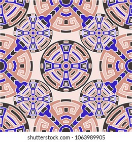 Semless pattern. Abstract colorful background with north american motifs for banner or print. Seamless color background with ethnic motifs for your design. Vector texture.