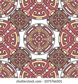 Semless pattern. Abstract colorful background with north american motifs for cover or textile. Seamless color background with ethnic motifs for your design. Vector texture.