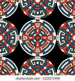 Semless pattern. Abstract colorful background with north american motifs for banner or print. Seamless color background with ethnic motifs for your design. Vector texture.