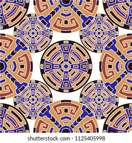 Semless pattern. Abstract colorful background with north american motifs for print or paper. Seamless color background with ethnic motifs for your design. Vector texture.