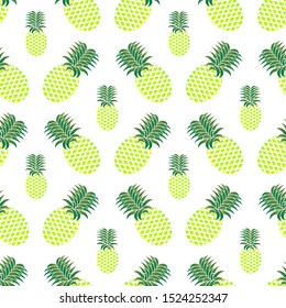 
semless pattern illustration of modern greens pineapple design. against a white background. design for fruit walpapaer and ready to be printed for textile purposes.