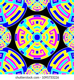 Semless pattern. Indian color ethnic background with folk motifs for banner or print. Seamless color background with ethnic motifs for your design. Vector texture.