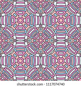 Semless pattern. Indian color ethnic background with folk motifs for print or paper. Seamless color background with ethnic motifs for your design. Vector texture.