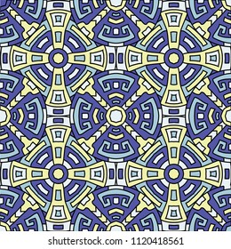 Semless pattern. Indian color ethnic background with folk motifs for print or paper. Seamless color background with ethnic motifs for your design. Vector texture.