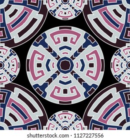 Semless pattern. Indian color ethnic background with folk motifs for banner or print. Seamless color background with ethnic motifs for your design. Vector texture.