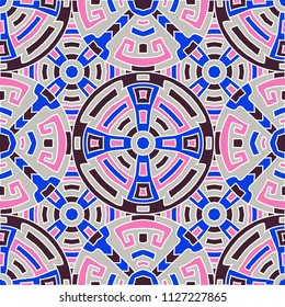 Semless pattern. Indian color ethnic background with folk motifs for banner or print. Seamless color background with ethnic motifs for your design. Vector texture.