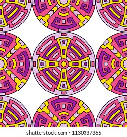 Semless pattern. Indian color ethnic background with folk motifs for banner or print. Seamless color background with ethnic motifs for your design. Vector texture.