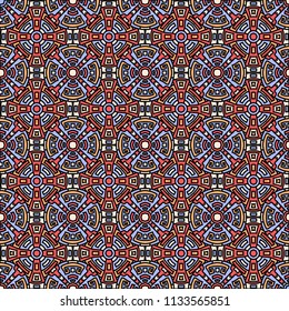 Semless pattern. Indian color ethnic background with folk motifs for print or paper. Seamless color background with ethnic motifs for your design. Vector texture.