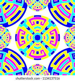 Semless pattern. Indian color ethnic background with folk motifs for print or paper. Seamless color background with ethnic motifs for your design. Vector texture.