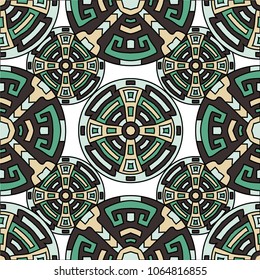 Semless pattern. Indian colorful background with north american motifs for cover or textile. Seamless color background with ethnic motifs for your design. Vector texture.