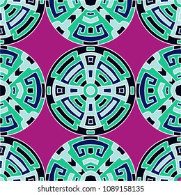 Semless pattern. Indian colorful background with north american motifs for banner or print. Seamless color background with ethnic motifs for your design. Vector texture.