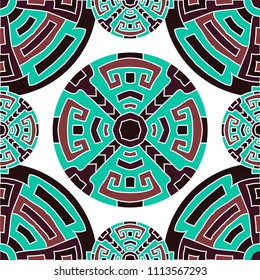 Semless pattern. Indian colorful background with north american motifs for cover or textile. Seamless color background with ethnic motifs for your design. Vector texture.