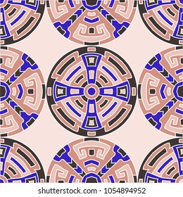 Semless pattern. Trendy color ethnic background with folk motifs for print or paper. Seamless color background with ethnic motifs for your design. Vector texture.