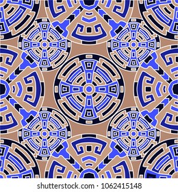 Semless pattern. Trendy color ethnic background with folk motifs for banner or print. Seamless color background with ethnic motifs for your design. Vector texture.