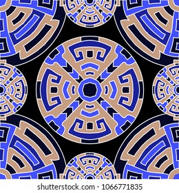 Semless pattern. Trendy color ethnic background with folk motifs for cover or textile. Seamless color background with ethnic motifs for your design. Vector texture.